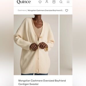 Quince cashmere boyfriend Women's Cream Cardigan Sweater